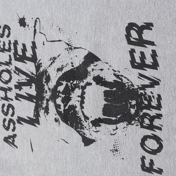 Assholes Live Forever Sweatshirt Light Gray Quarter Zip Pullover Dog Bark Medium - Picture 10 of 11